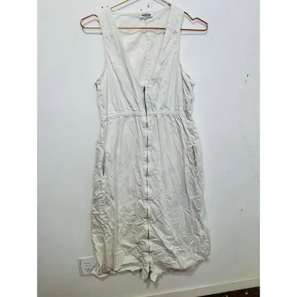 AREA STARS White Cotton Waist Cinching Sleeveless Jean A-Line Dress Size Medium - Picture 4 of 10